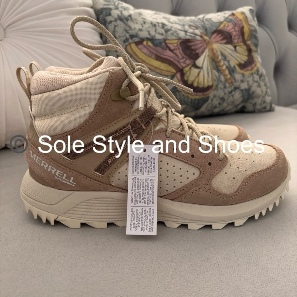 Merrell Wildwood Mid Waterproof Hiking Boots Tan Reed